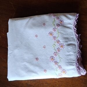 Vintage Handmade Embroidery Flowers Pillowcase 2p